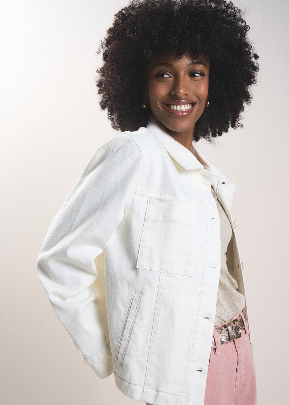 VIOLANI Shirt collar jacket with topstitching - 1 - Sud Express - Sud Express