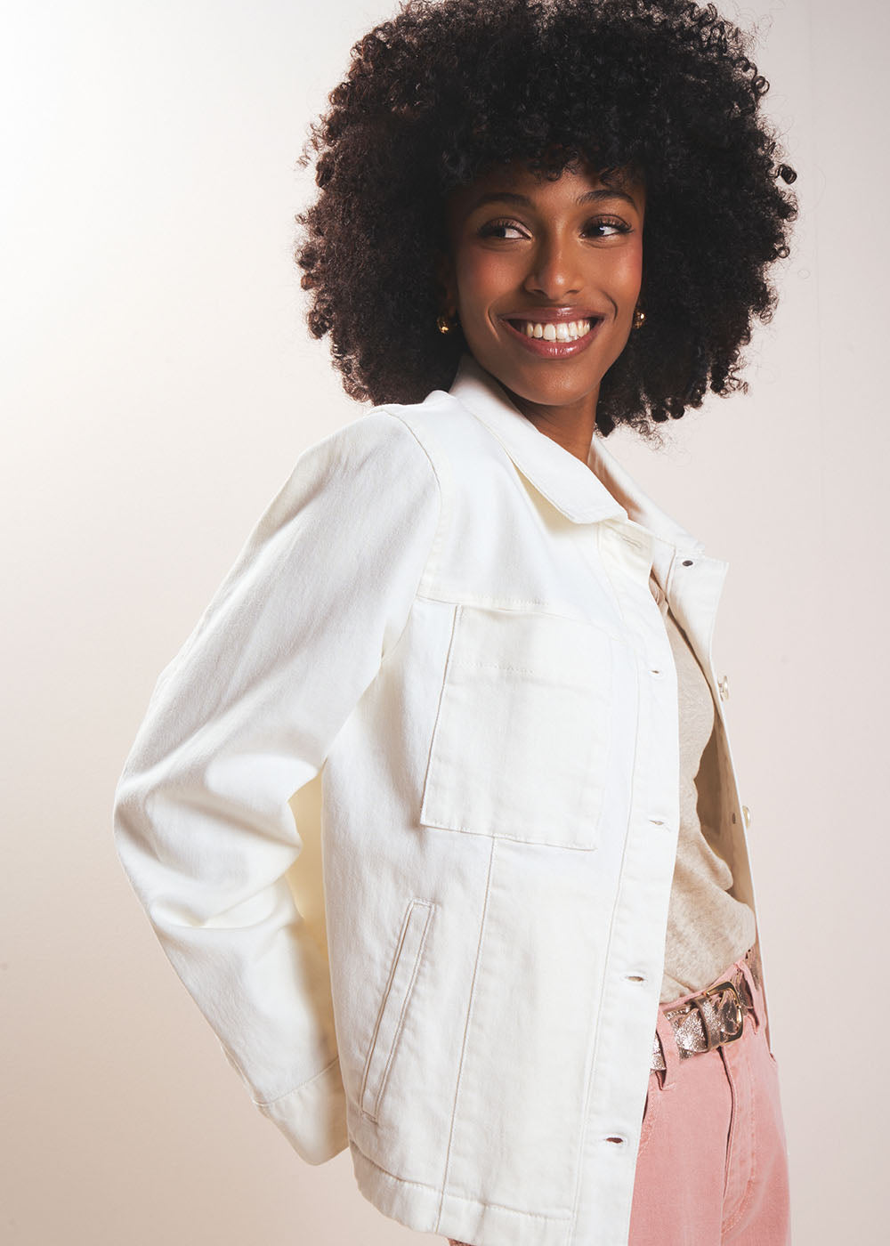 Shirt collar jacket with topstitching - Sud Express - 1 - Sud Express