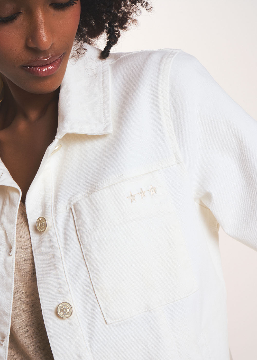 Shirt collar jacket with topstitching - Sud Express - 2 - Sud Express
