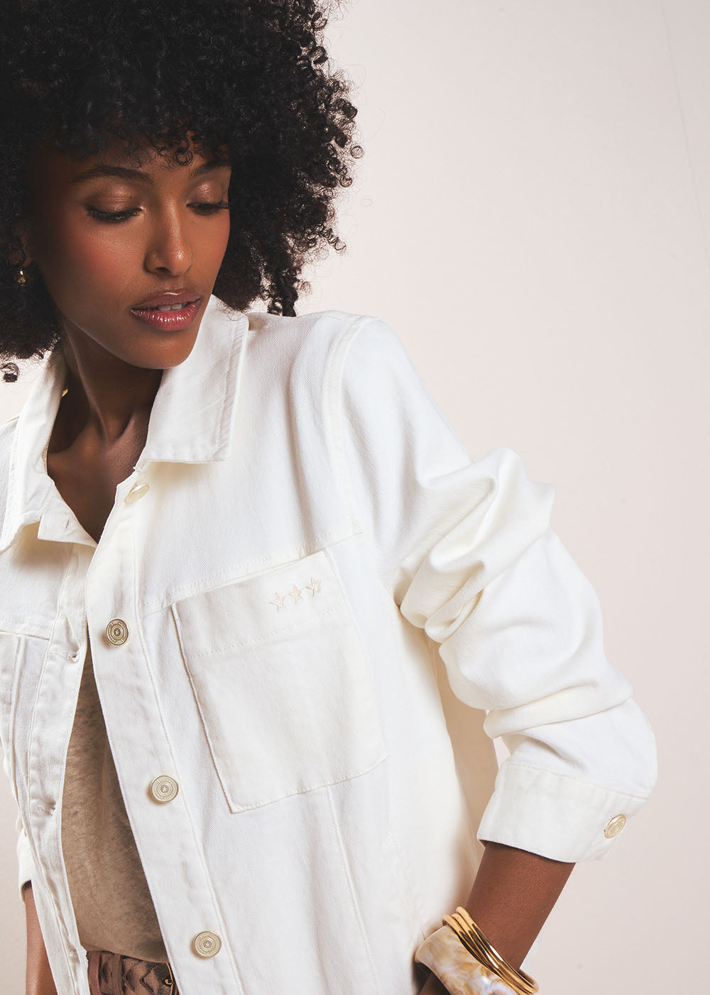 Shirt collar jacket with topstitching - Sud Express - 5 - Sud Express