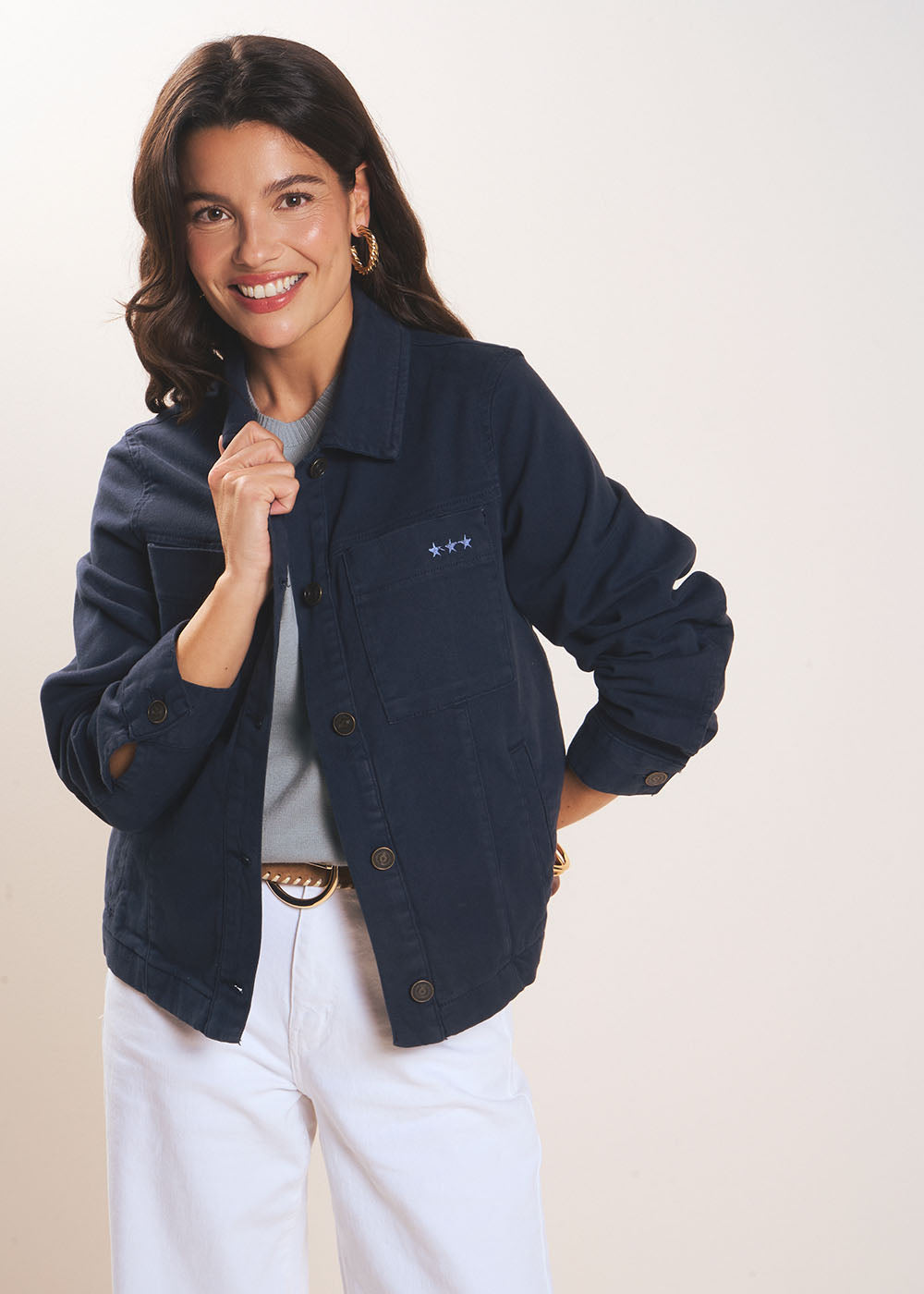 VIOLANI Shirt collar jacket with topstitching - 1 - Sud Express - Sud Express