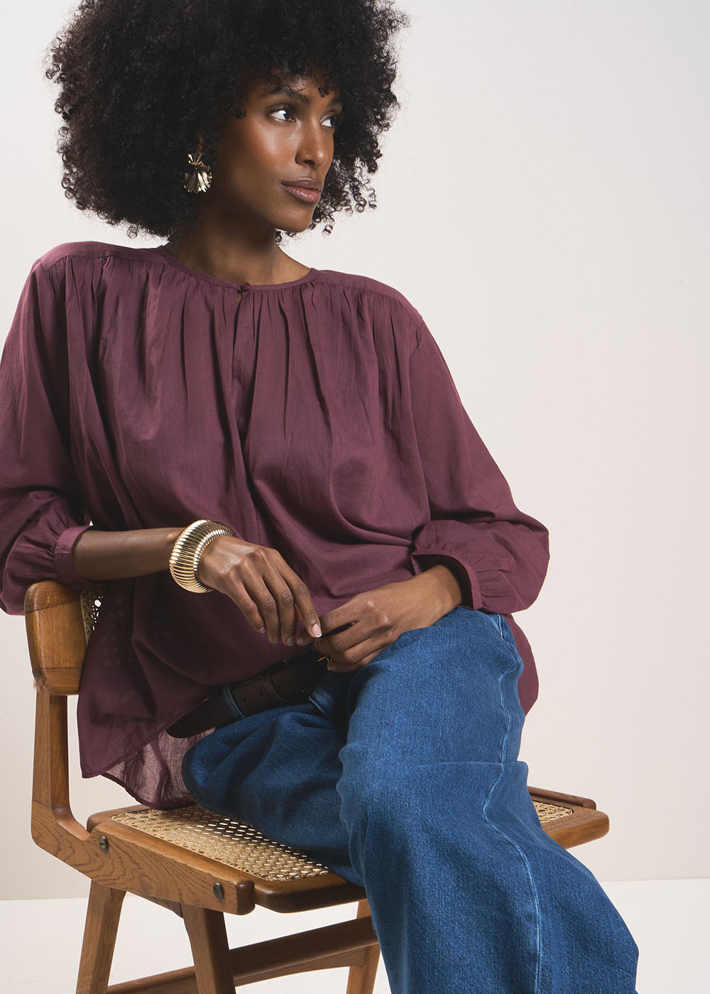 THALYS Lightweight cotton voile blouse - 1 - Sud Express - Sud Express