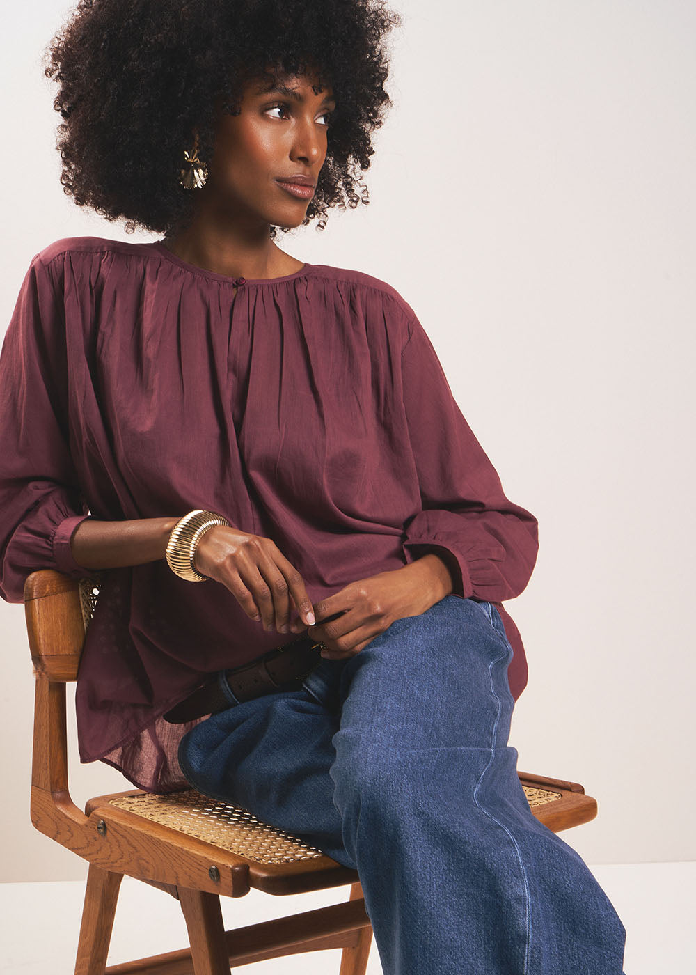 THALYS Lightweight cotton voile blouse - 1 - Sud Express - Sud Express