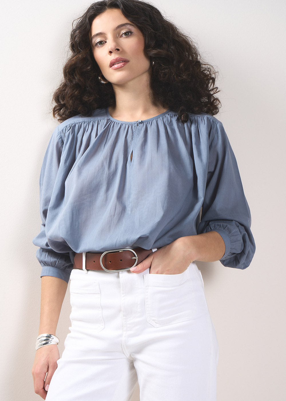THALYS Lightweight cotton voile blouse - 1 - Sud Express - Sud Express