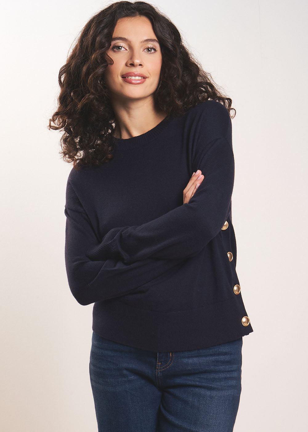 MANEY Nautical-style jumper with gold buttons - 1 - Sud Express - Sud Express