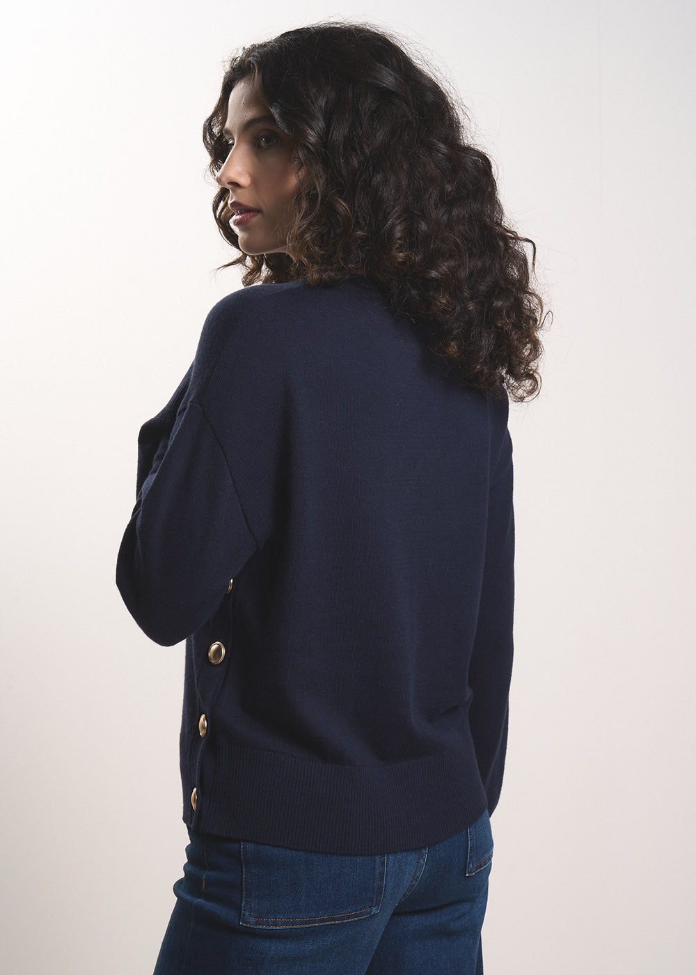 MANEY Nautical-style jumper with gold buttons - 3 - Sud Express - Sud Express