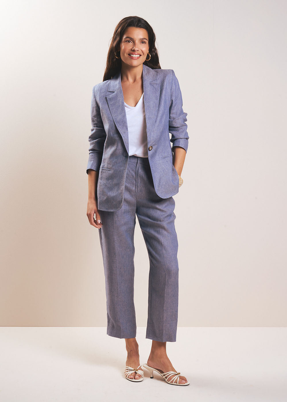 VALTO Long tailored linen jacket - 1 - Sud Express - Sud Express