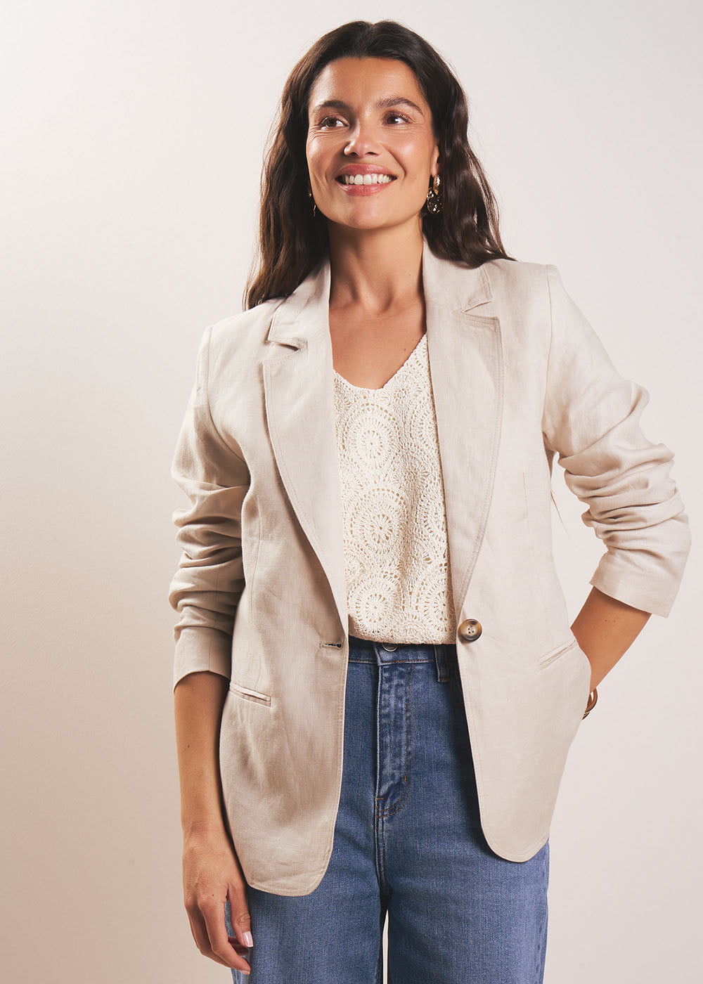 VALTO Long tailored linen jacket - 1 - Sud Express - Sud Express