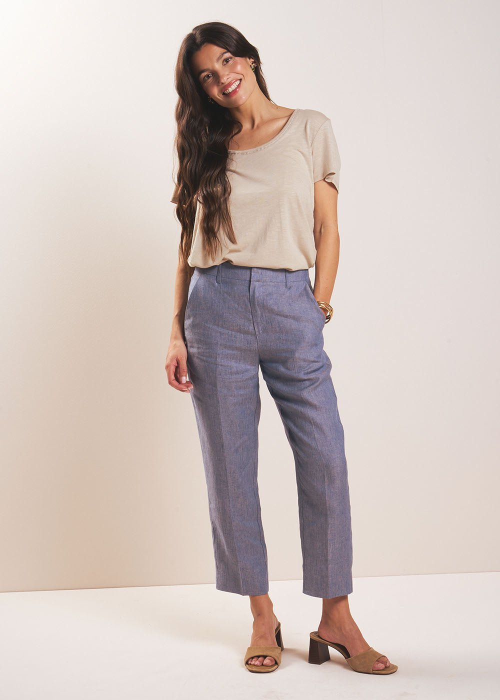 PALTO 7/8 linen carrot pants - 1 - Sud Express - Sud Express