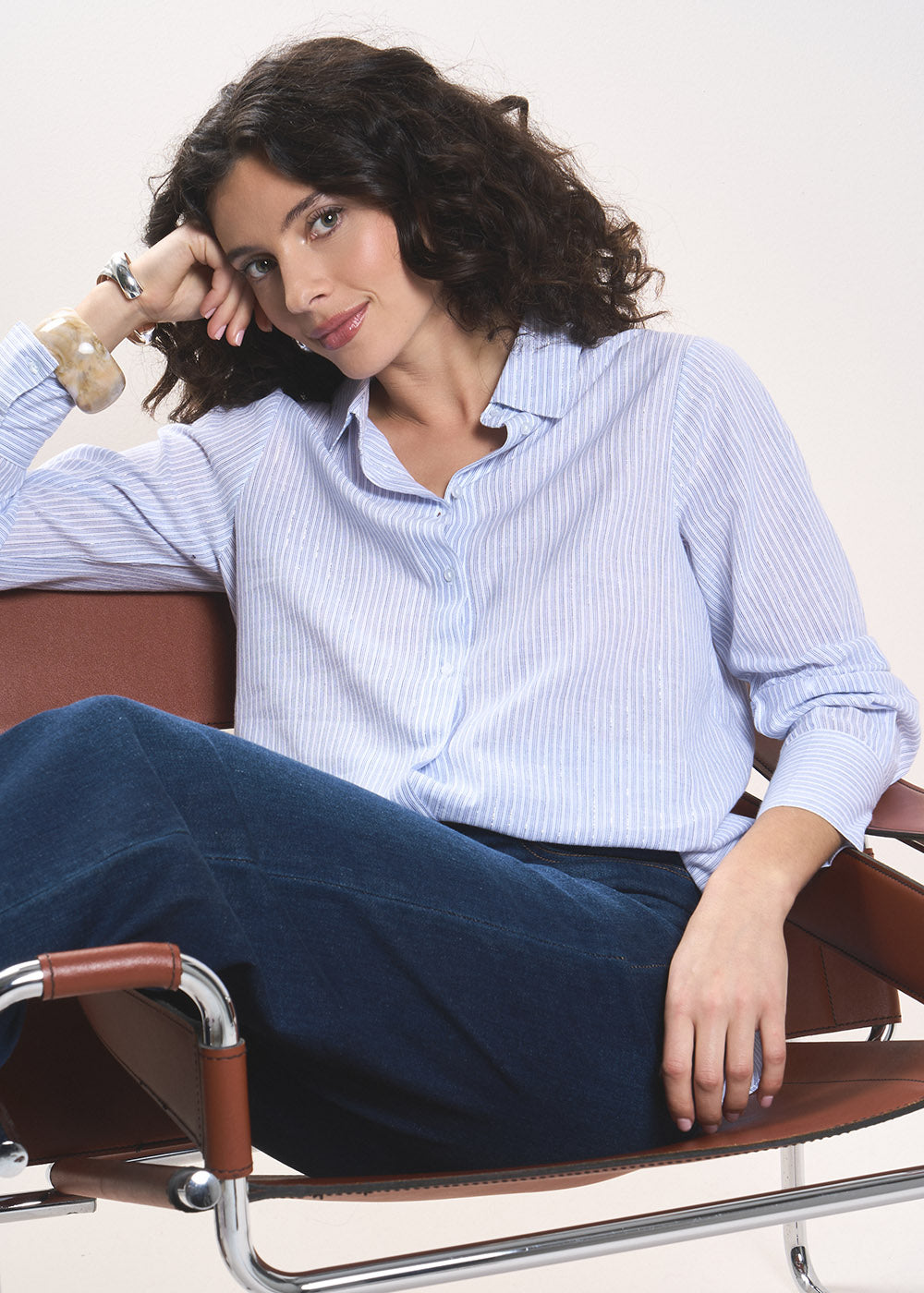 CIBYLA  Straight shirt with delicate stripes - 1 - Sud Express - Sud Express