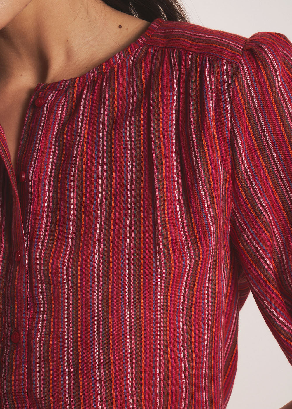 TANGELA Short-sleeved flared striped shirt - 2 - Sud Express - Sud Express