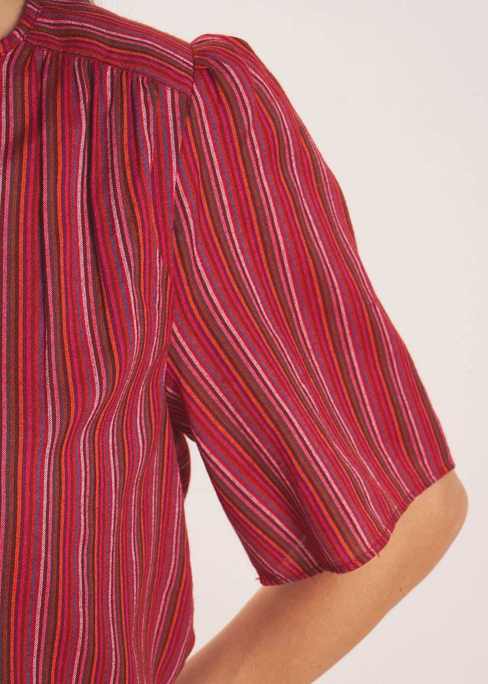 TANGELA Short-sleeved flared striped shirt - 4 - Sud Express - Sud Express