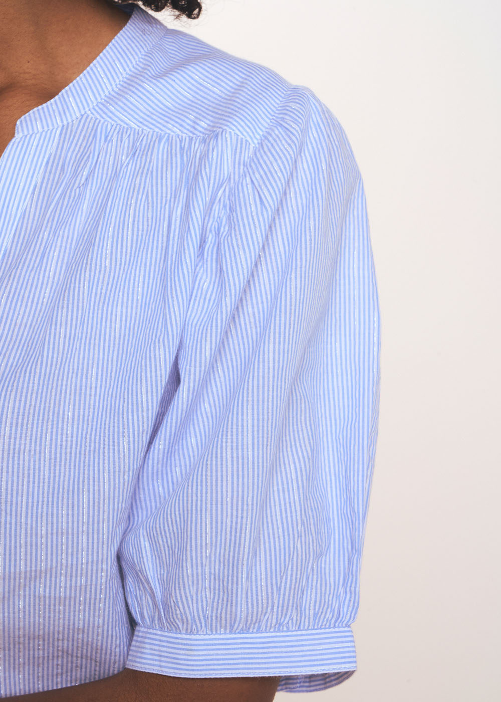 Striped shirt with short balloon sleeves - Sud Express - 4 - Sud Express