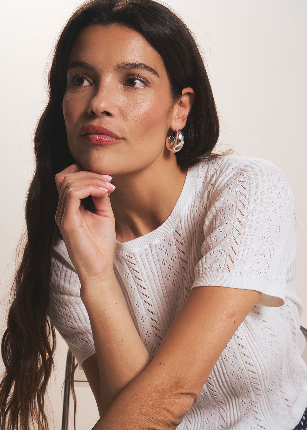 MATSALY Short-sleeve pointelle knit top - 1 - Sud Express - Sud Express