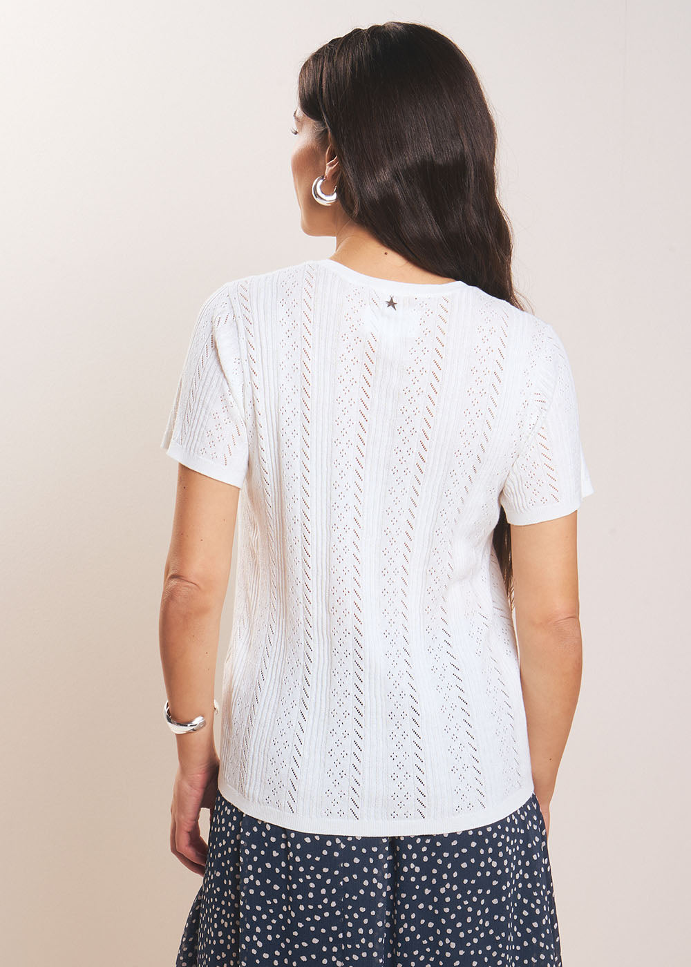 MATSALY Short-sleeve pointelle knit top - 3 - Sud Express - Sud Express