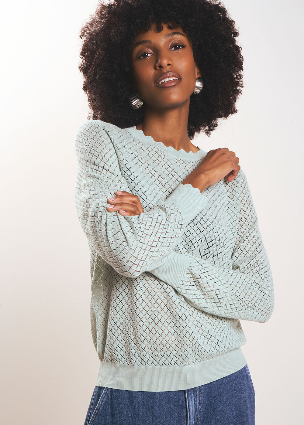 MONYME Round neck cotton jumper - 1 - Sud Express - Sud Express