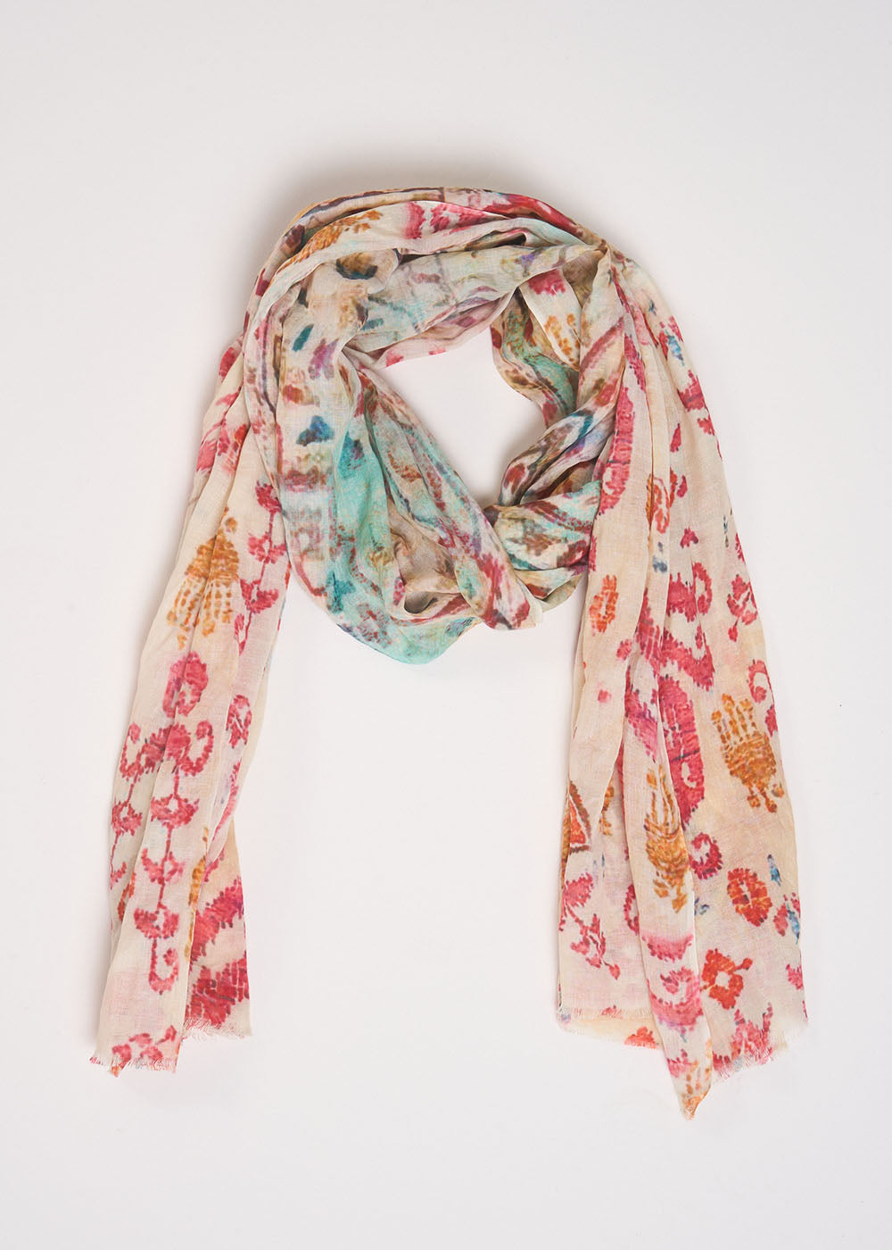 FLAVIE Rectangular printed cotton scarf - 1 - Sud Express - Sud Express