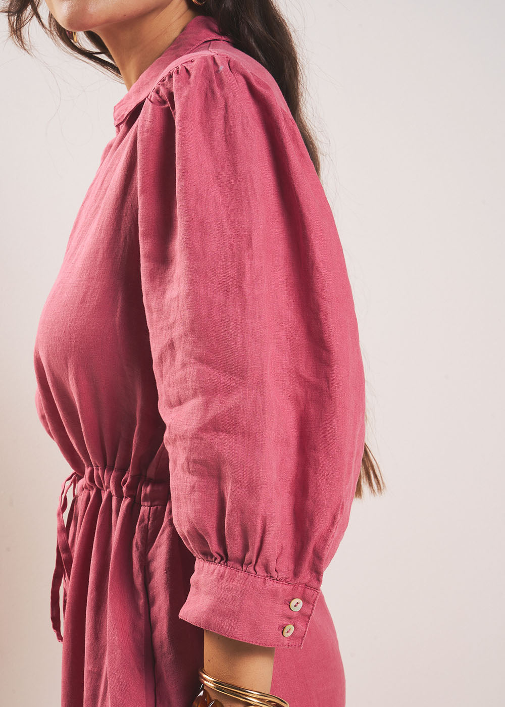 Long linen dress with waist tie - Sud Express - 6 - Sud Express