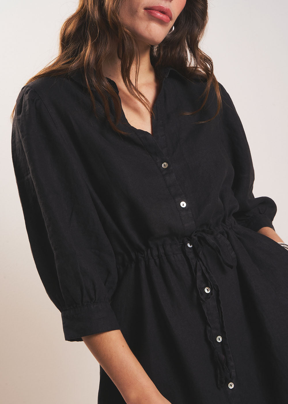 REBANE Long linen dress with waist tie - 2 - Sud Express - Sud Express