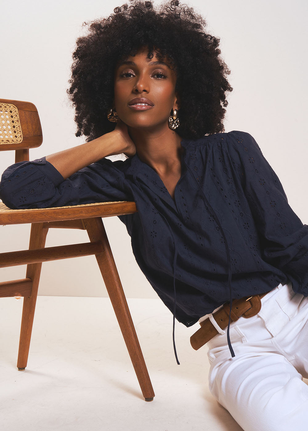 TORENZA Embroidered cotton blouse with tunisian collar - 1 - Sud Express - Sud Express