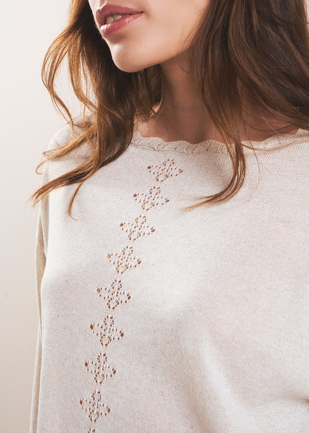 MALTICA Round neck jumper with knit pattern - 2 - Sud Express - Sud Express