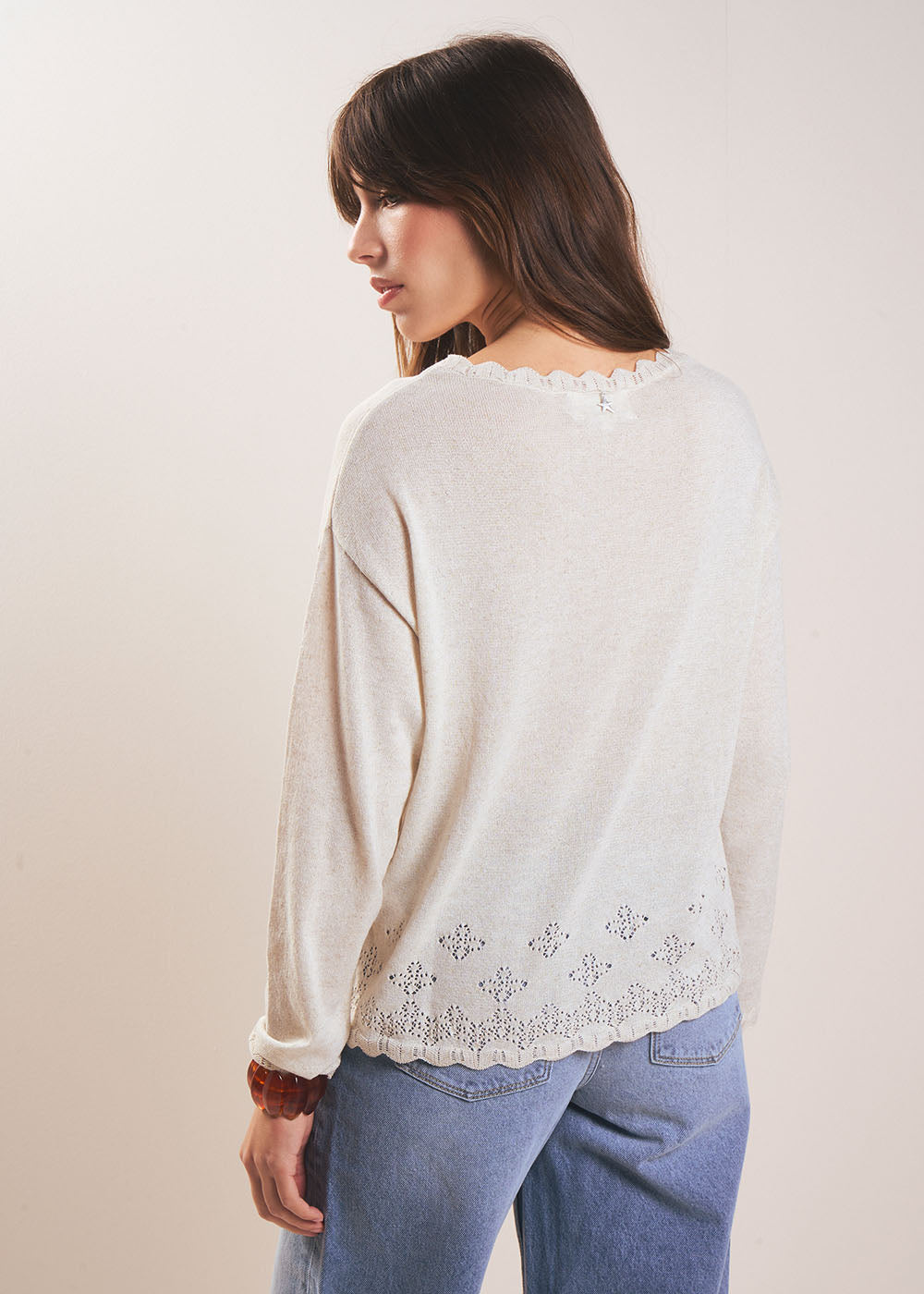 MALTICA Round neck jumper with knit pattern - 3 - Sud Express - Sud Express