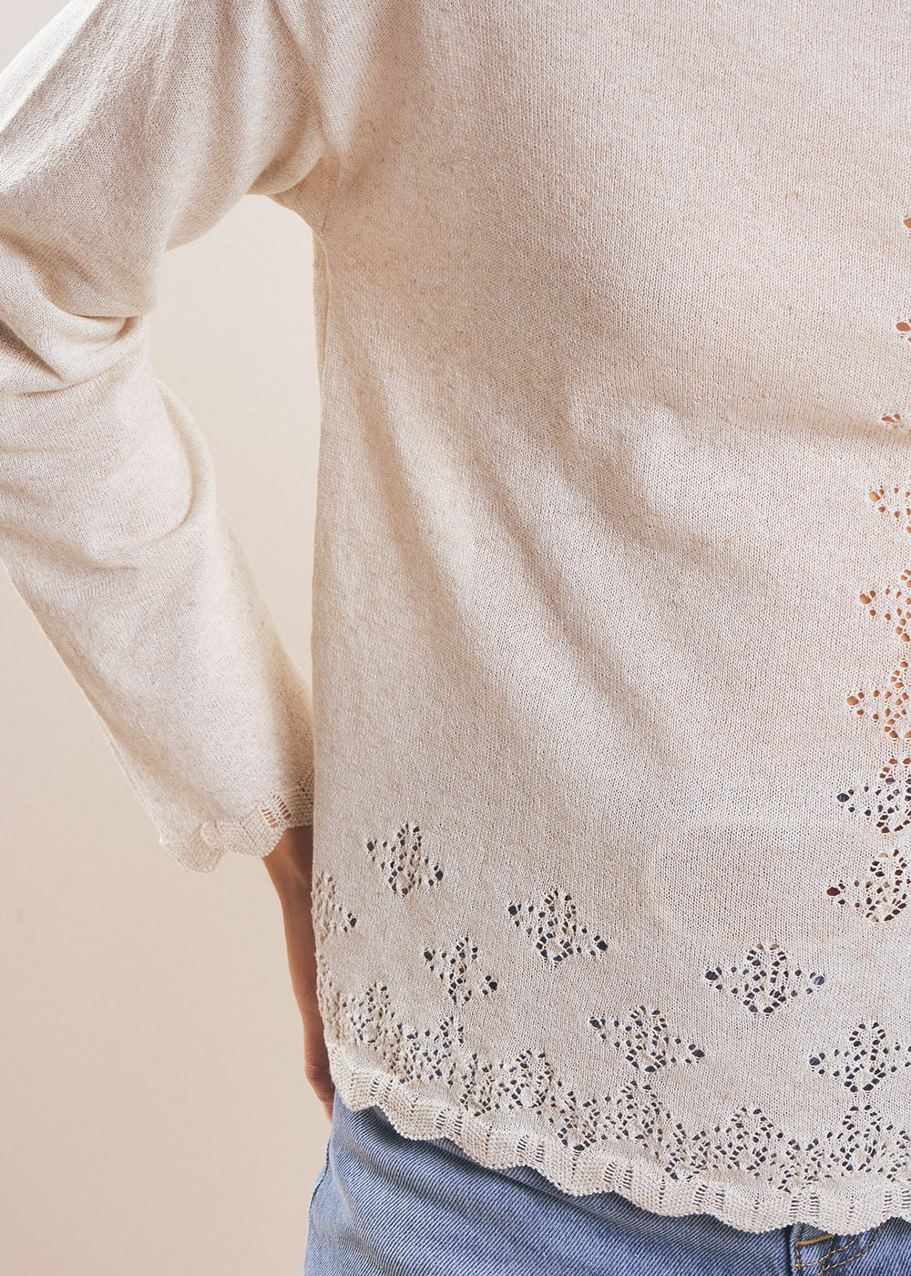 MALTICA Round neck jumper with knit pattern - 4 - Sud Express - Sud Express