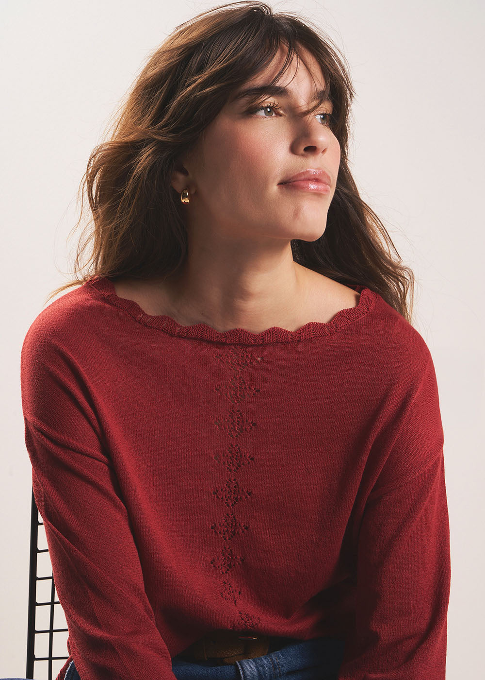 MALTICA Round neck jumper with knit pattern - 2 - Sud Express - Sud Express