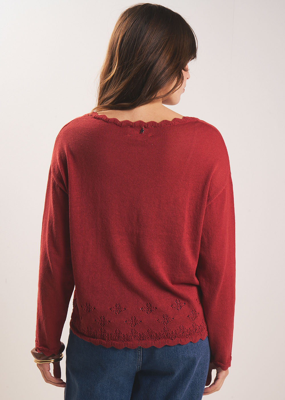 MALTICA Round neck jumper with knit pattern - 3 - Sud Express - Sud Express