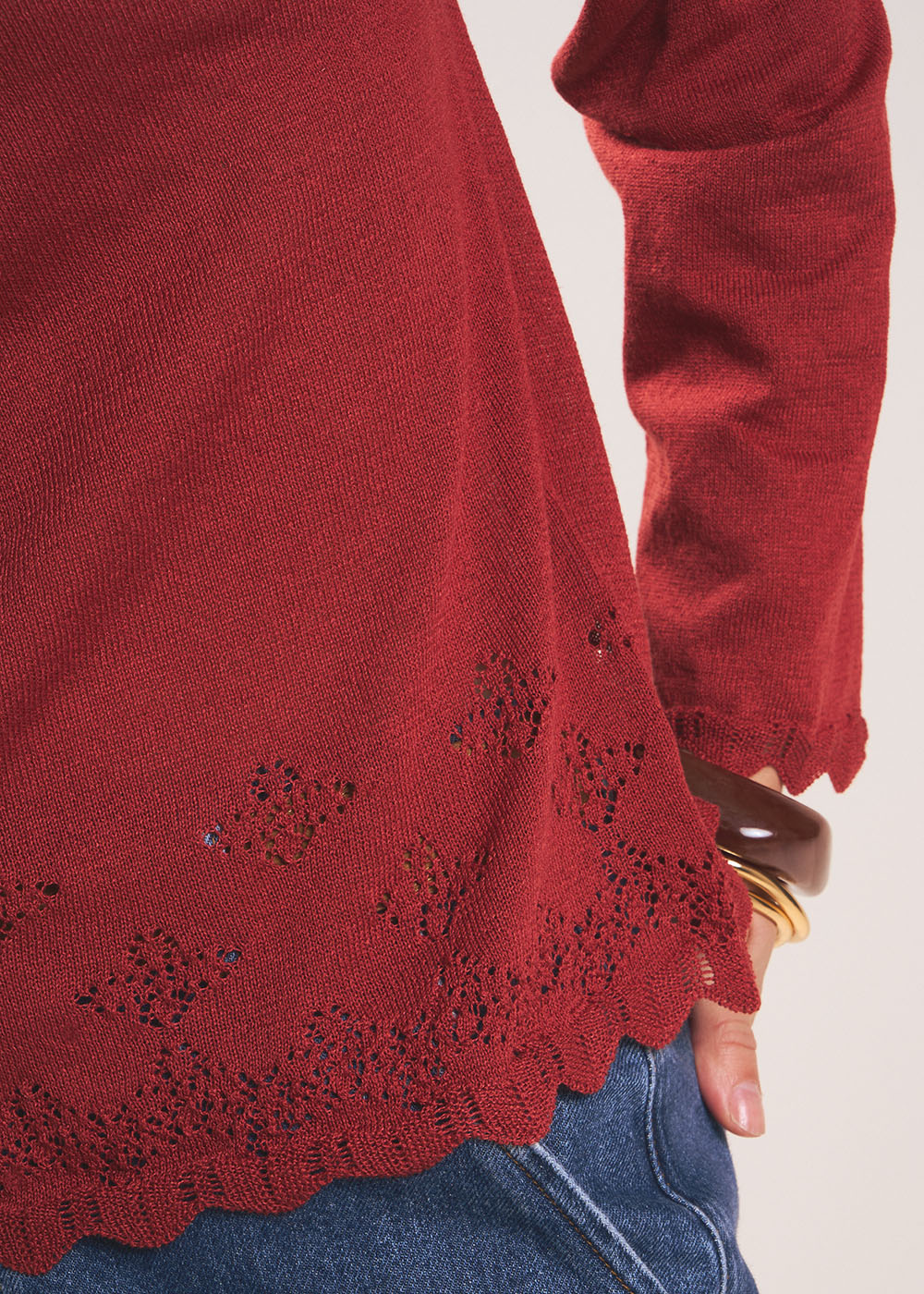 MALTICA Round neck jumper with knit pattern - 4 - Sud Express - Sud Express