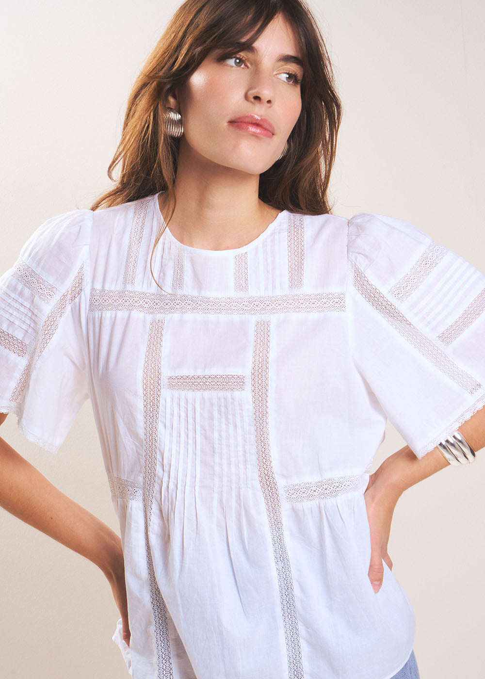 TOSIE Short-sleeved top with openwork details - 1 - Sud Express - Sud Express