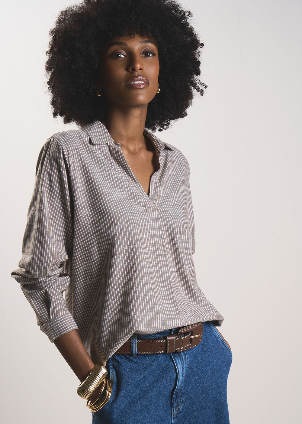 TOMILA  Flowing shirt with a tunisian collar - 1 - Sud Express - Sud Express