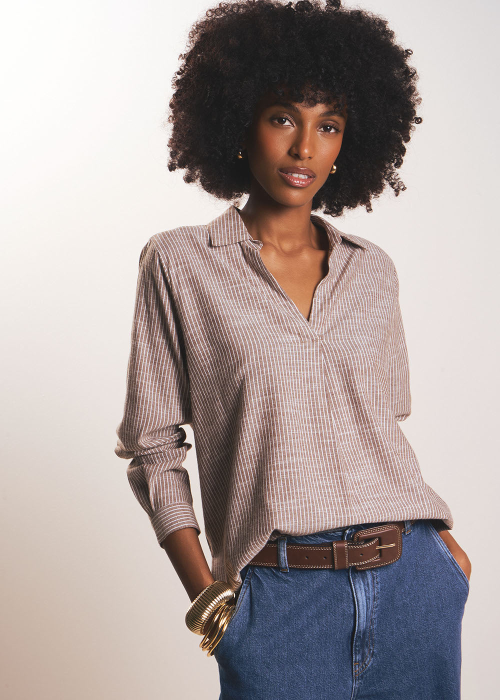 TOMILA  Flowing shirt with a tunisian collar - 1 - Sud Express - Sud Express