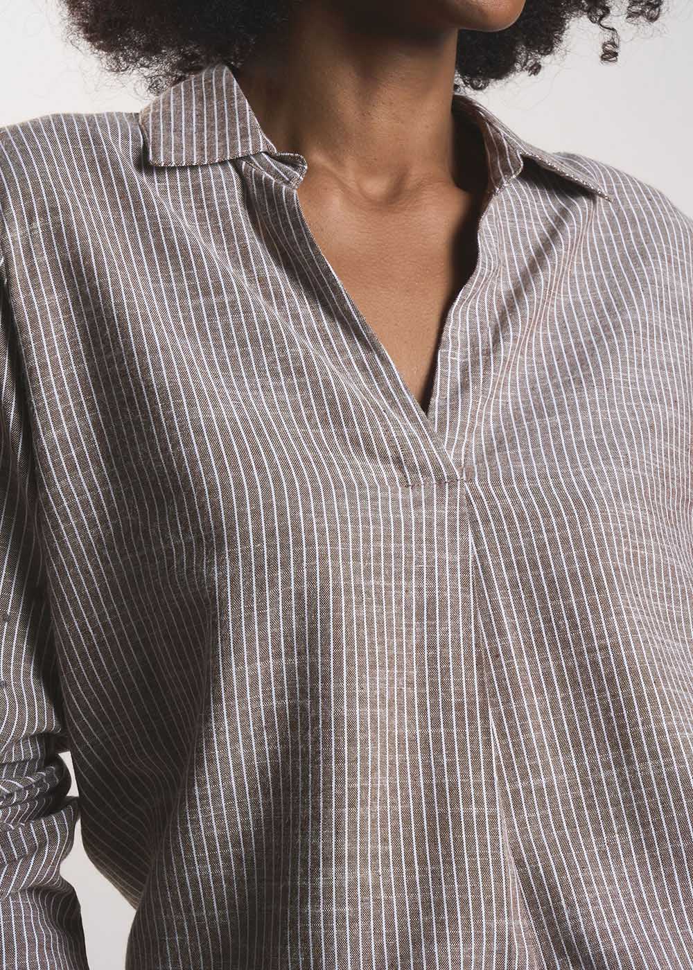 TOMILA  Flowing shirt with a tunisian collar - 2 - Sud Express - Sud Express