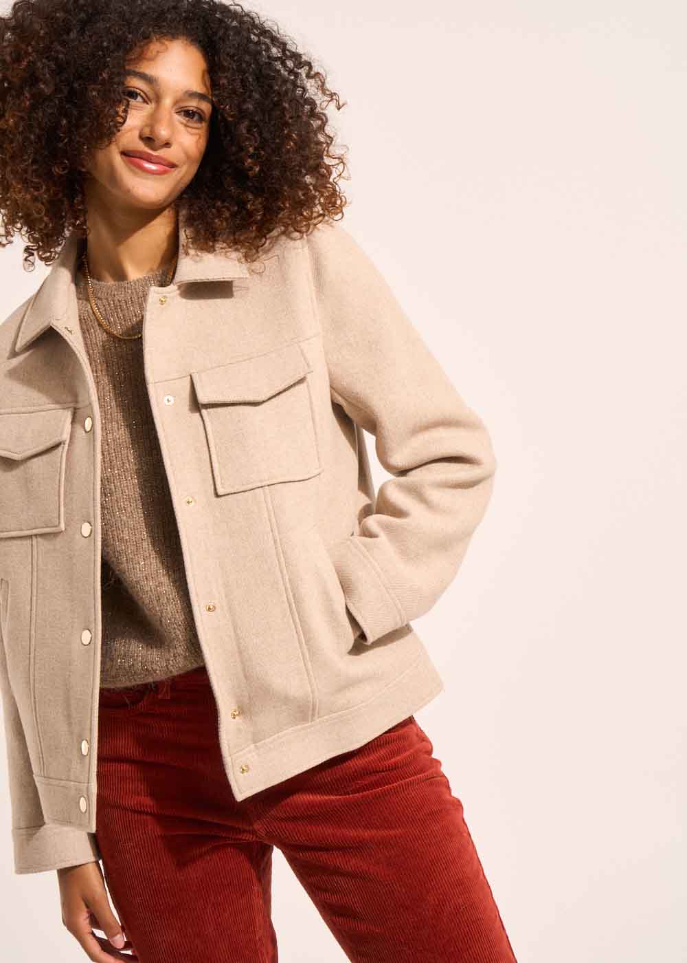 Short coat in wool fabric - Sud Express - 4 - Sud Express