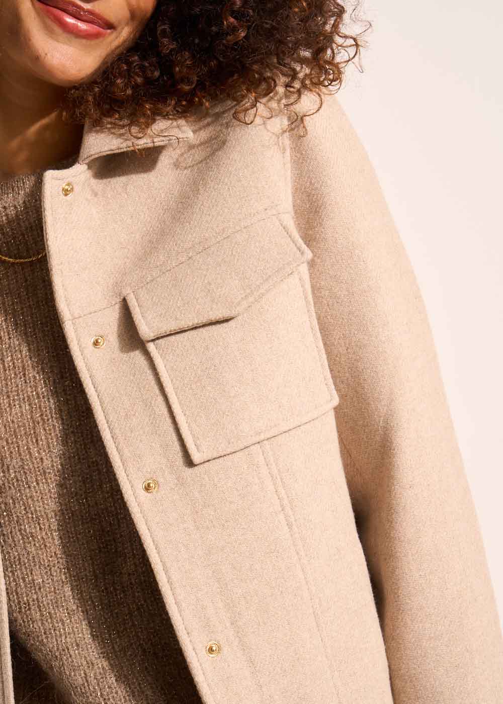 Short coat in wool fabric - Sud Express - 5 - Sud Express