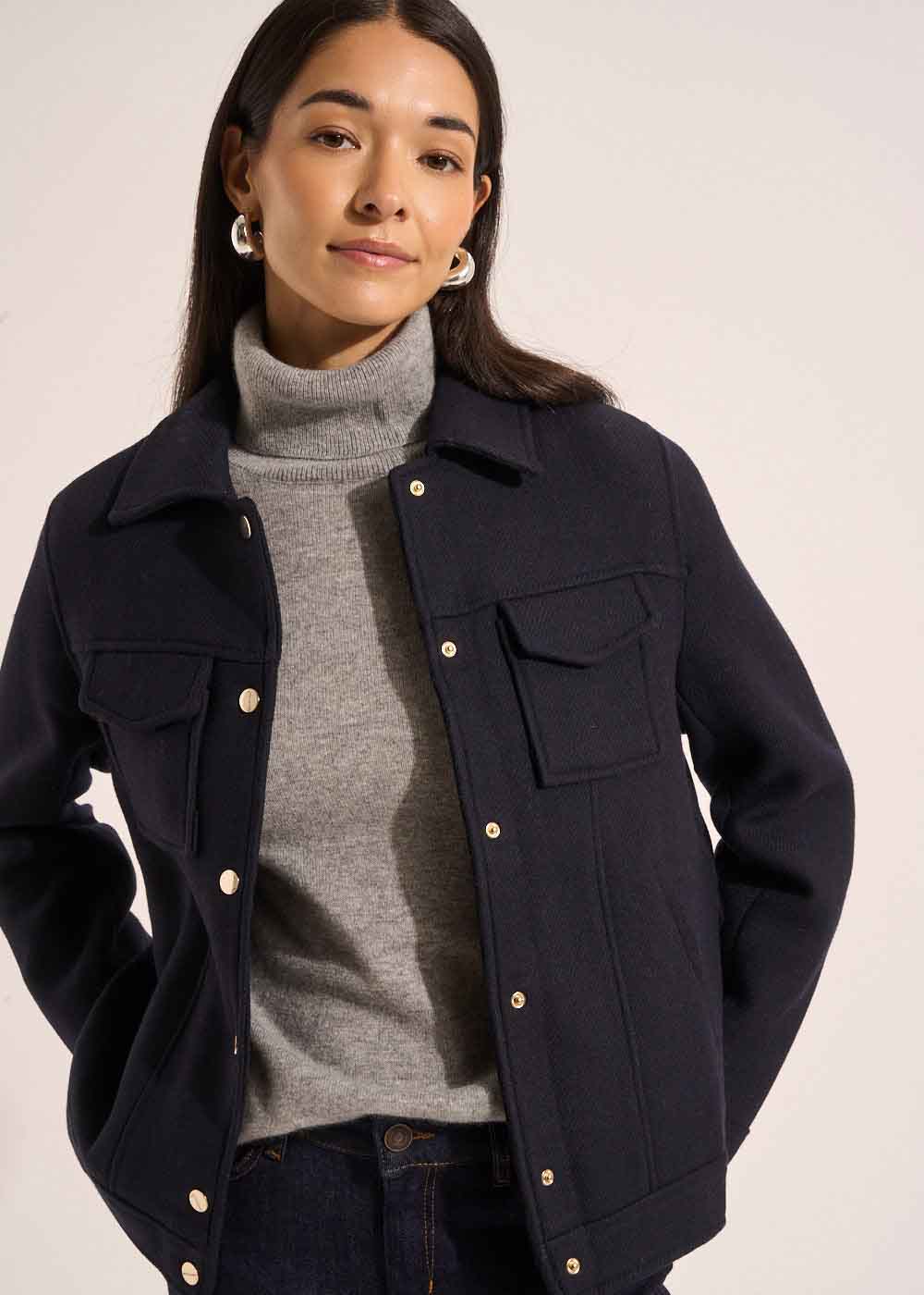Short coat in wool fabric - Sud Express - 5 - Sud Express