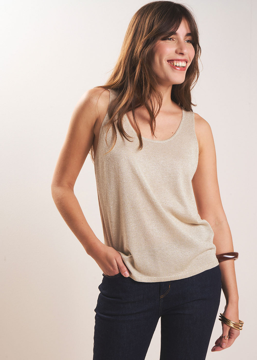 Tank top with a ballerina neckline - Sud Express - 1 - Sud Express