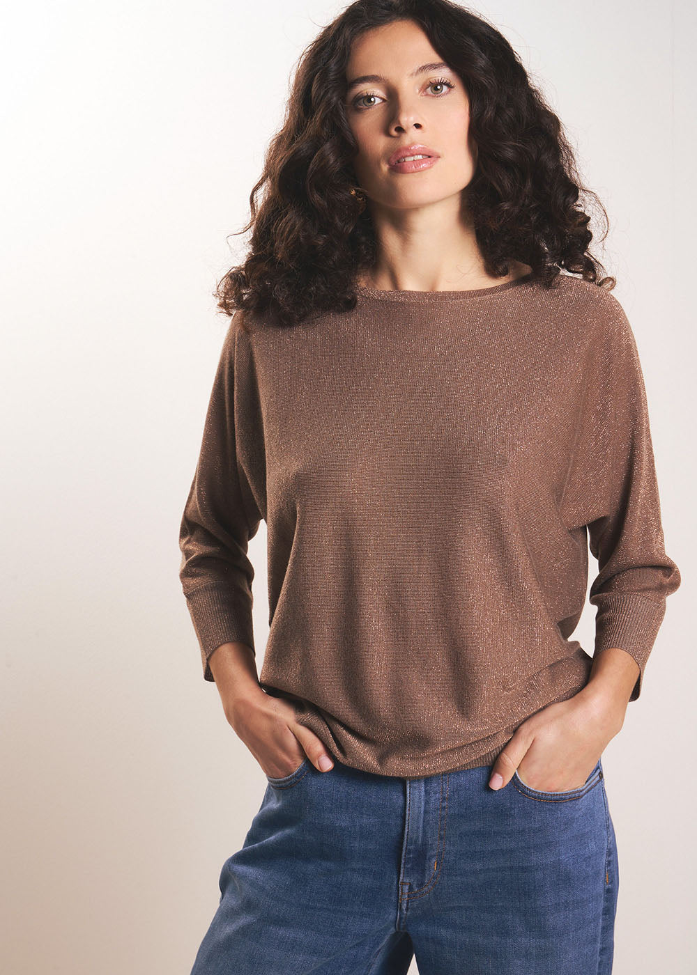 Round neck jumper with metallic fibres - Sud Express - 5 - Sud Express