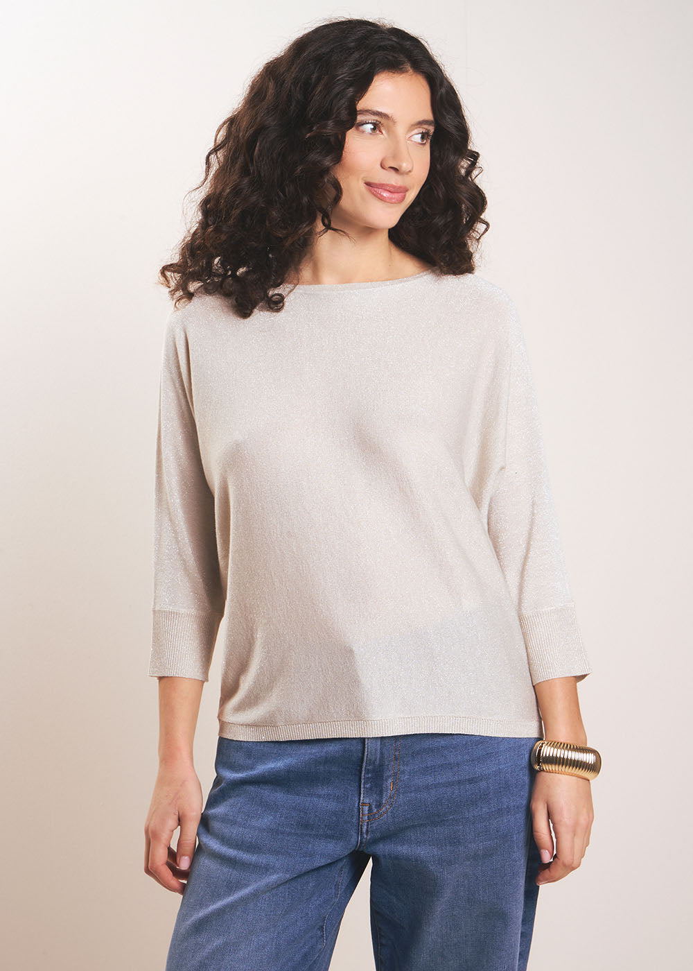 Round neck jumper with metallic fibres - Sud Express - 1 - Sud Express