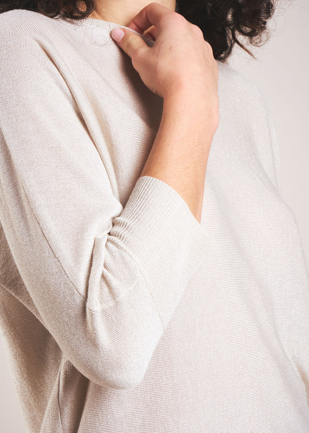 Round neck jumper with metallic fibres - Sud Express - 4 - Sud Express