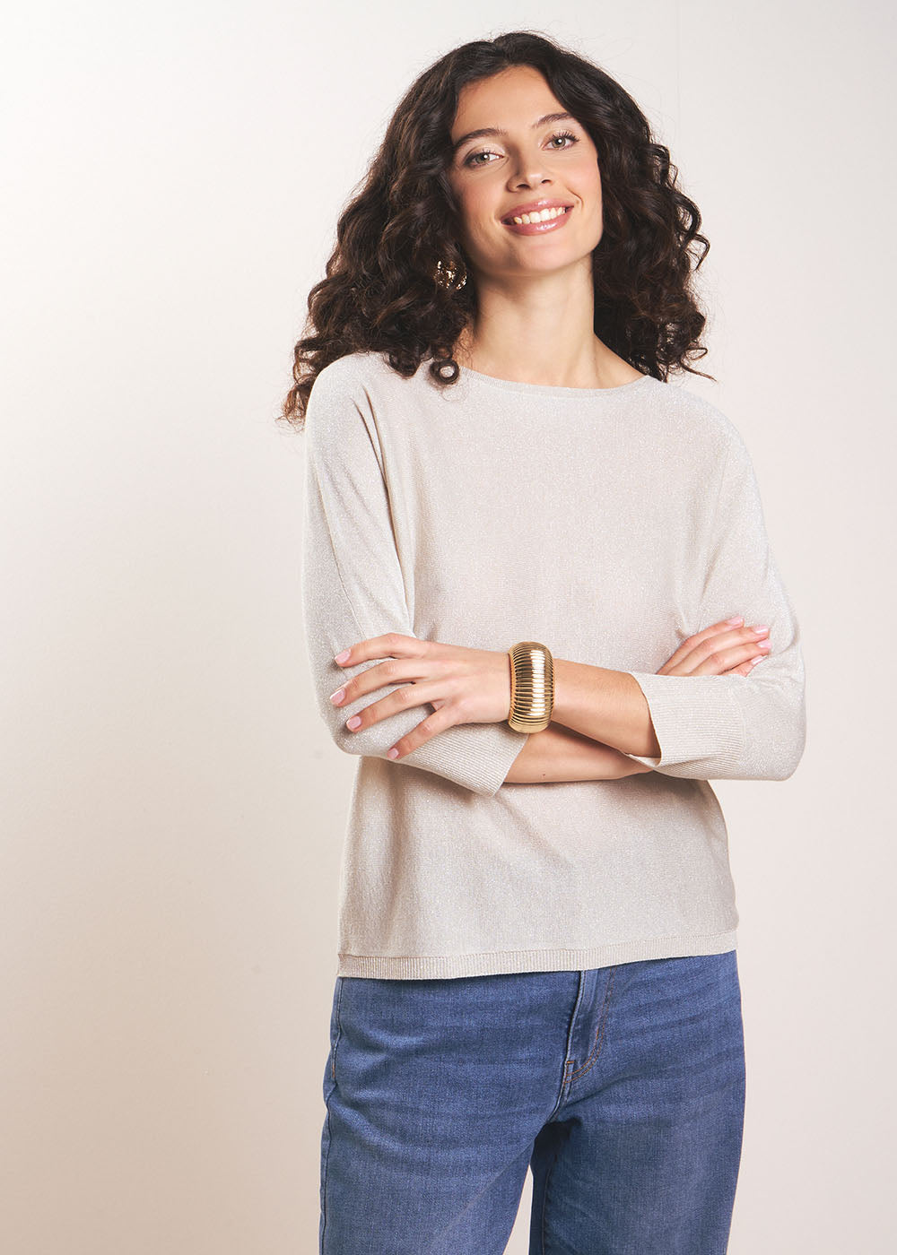 Round neck jumper with metallic fibres - Sud Express - 5 - Sud Express