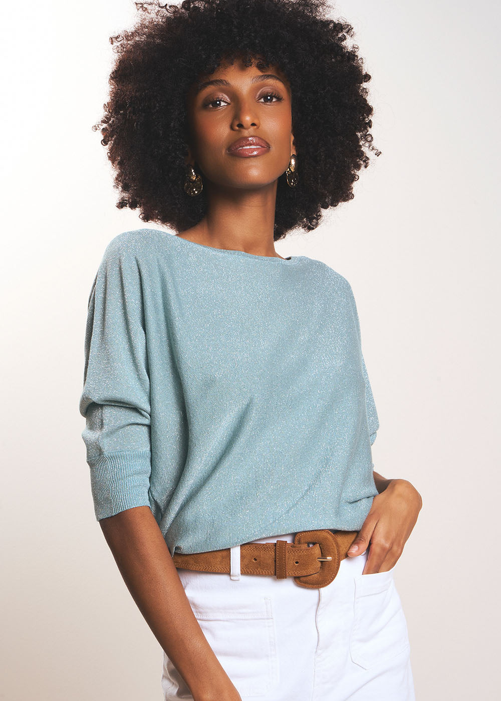 Round neck jumper with metallic fibres - Sud Express - 5 - Sud Express