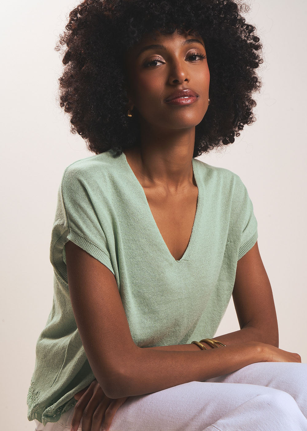 MARGARA Sleeveless V-neck jumper - 1 - Sud Express - Sud Express