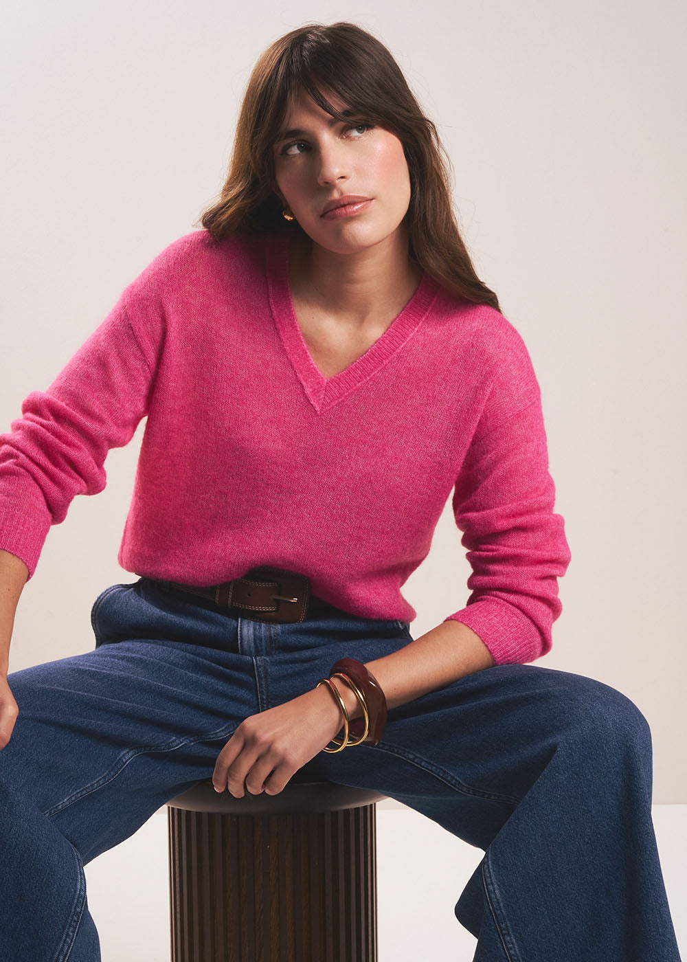 Pull col V en mohair - Sud Express - 5 - Sud Express
