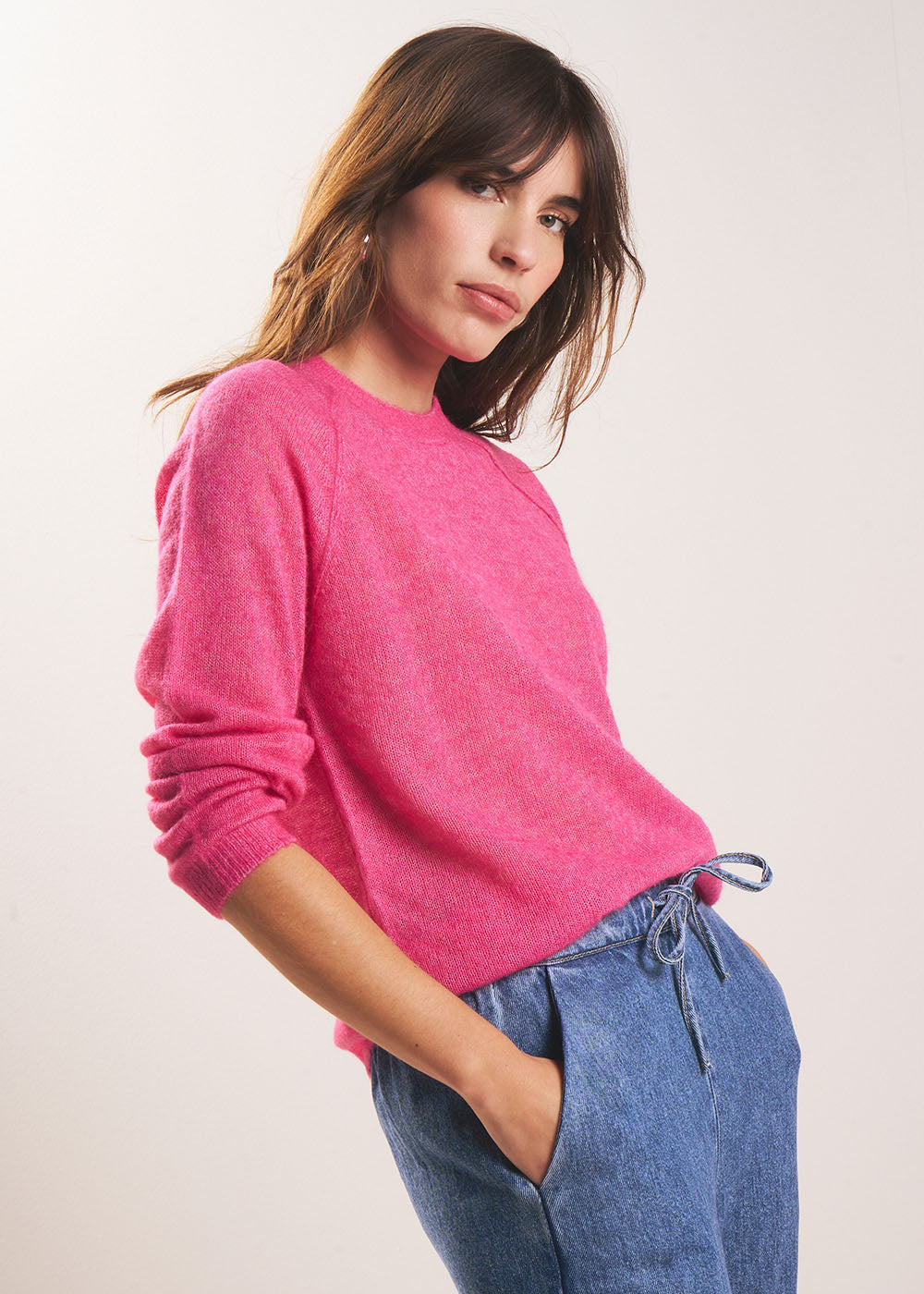 MIGUELO Round neck jumper with ribbed detailing - 1 - Sud Express - Sud Express