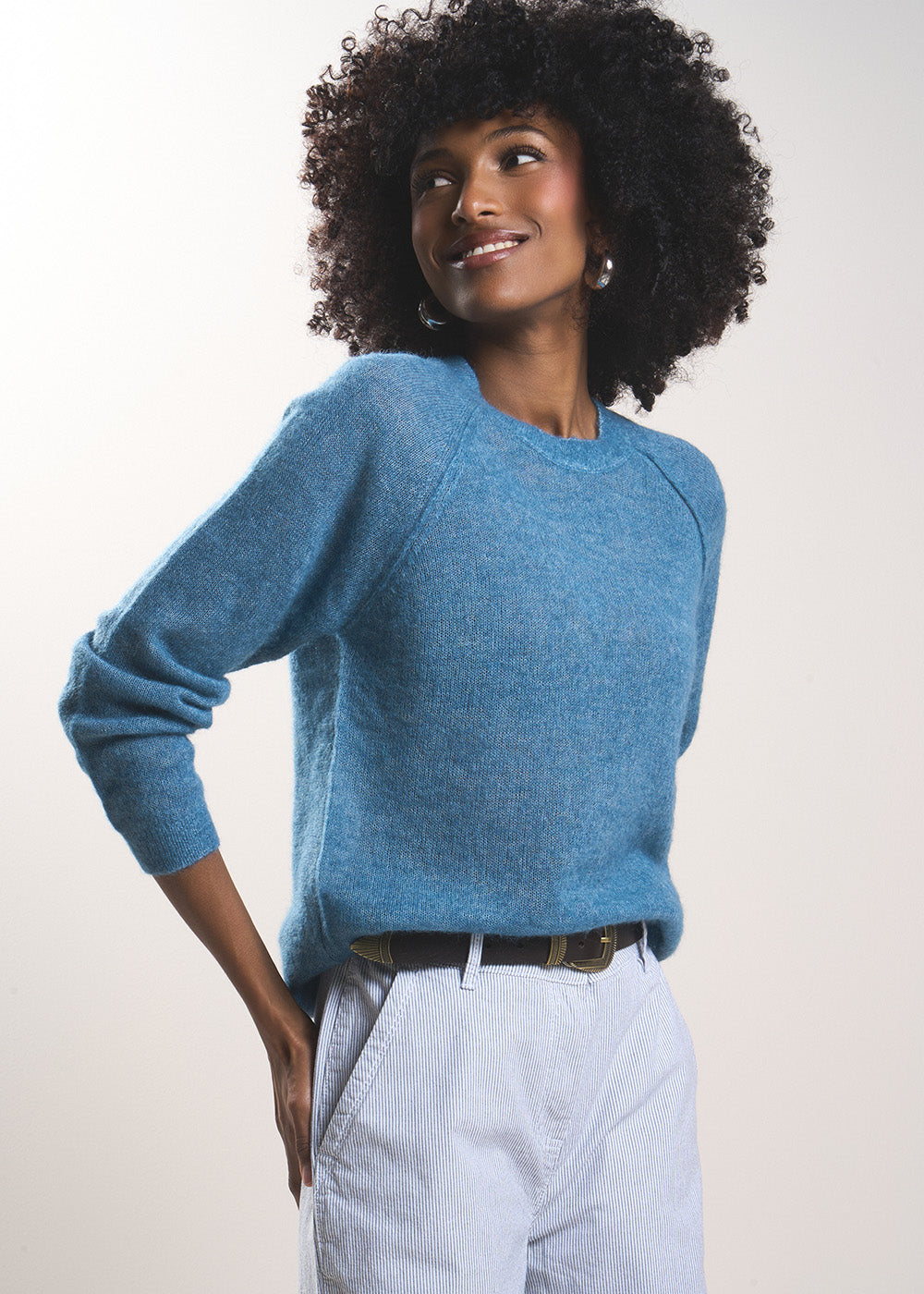 MIGUELO Round neck jumper with ribbed detailing - 1 - Sud Express - Sud Express