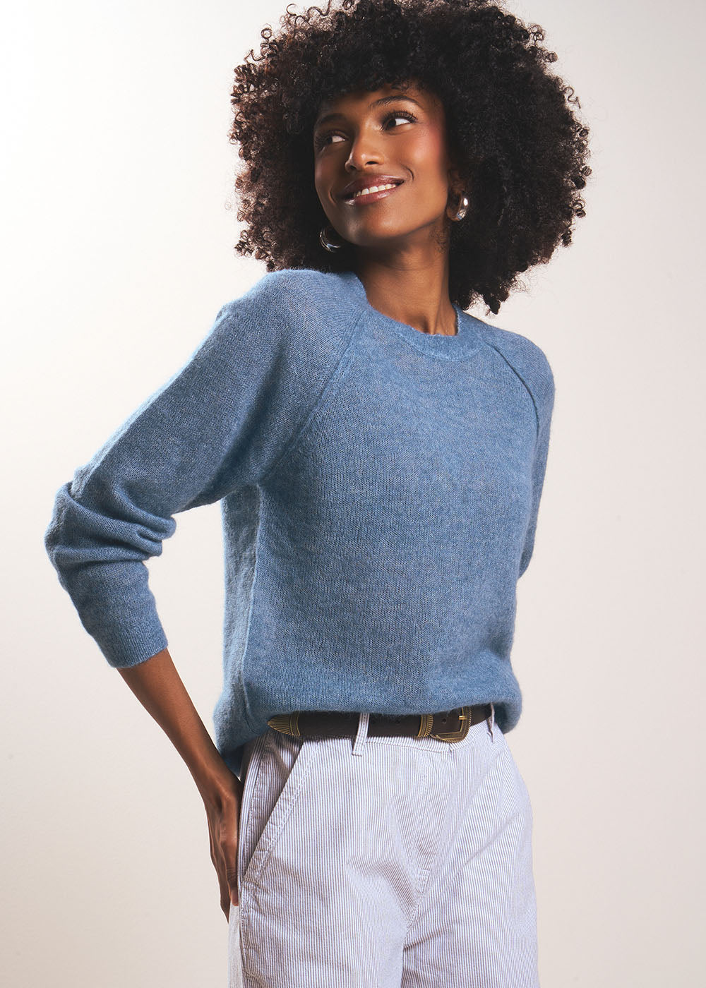 MIGUELO Round neck jumper with ribbed detailing - 1 - Sud Express - Sud Express