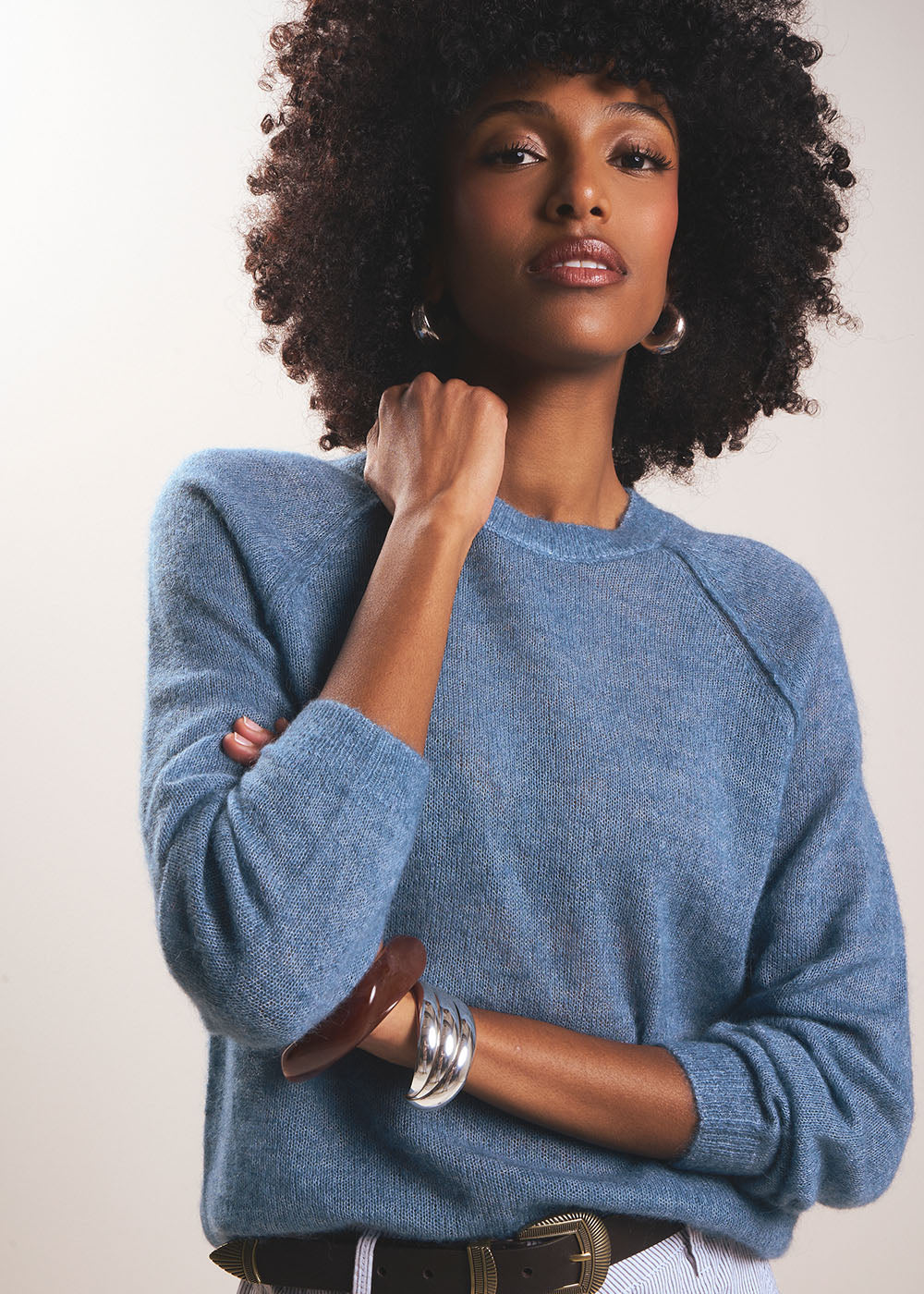 MIGUELO Round neck jumper with ribbed detailing - 4 - Sud Express - Sud Express