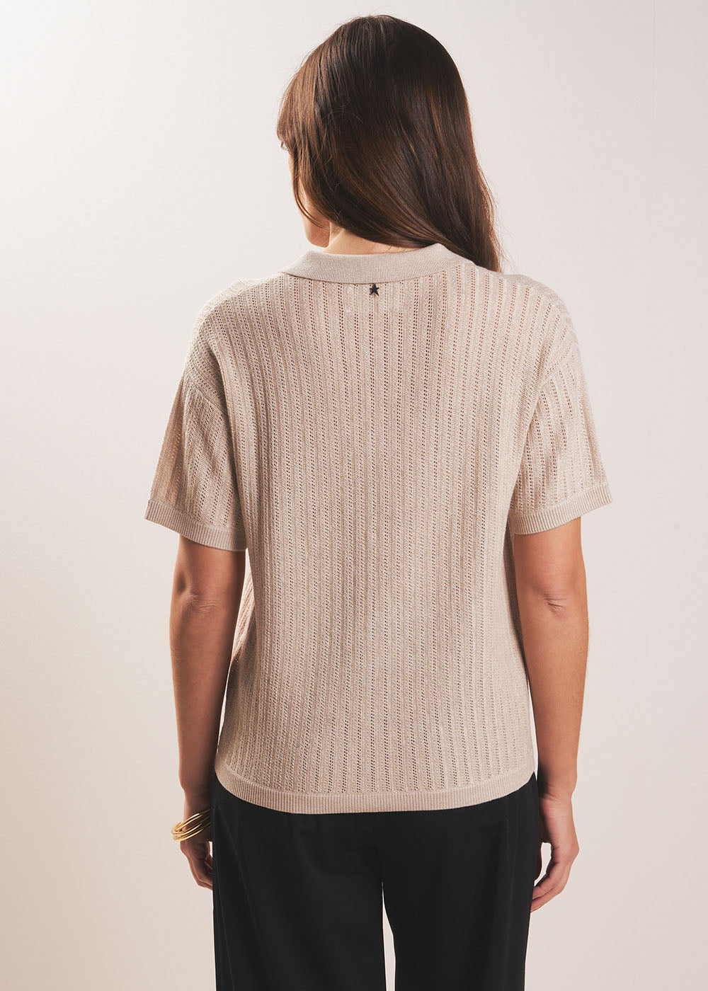 Oversized cardigan with short sleeves and shirt collar - Sud Express - 3 - Sud Express